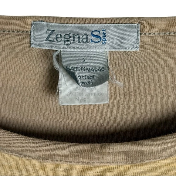 Zegna Sport Striped Long Sleeve Shirt Size Large Tan Cotton Vintage Y2K 90s - Picture 2 of 6